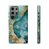 Aquamarine inspired Geode in Watercolor - Impact Resistant Phone Case Samsung Galaxy S23 Ultra Glossy